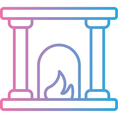 Şömine. Web simgesi basit illüstrasyon