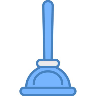 Mavi süpürge ikonu. Web için mavi süpürge vektör simgesinin özet çizimi