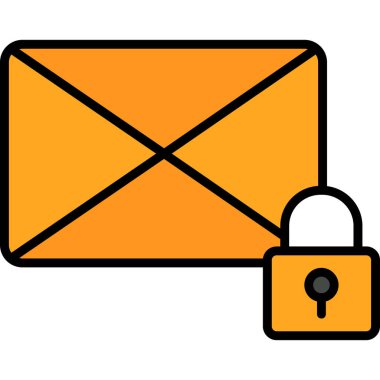 posta zarfında asma kilit vektör çizim grafik tasarımı