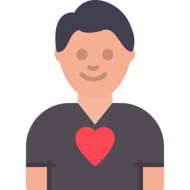 Kalp ikonu vektör illüstrasyon tasarımlı adam