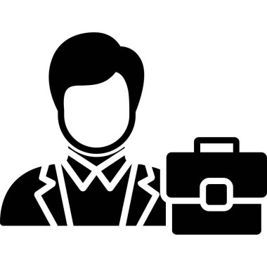 Evrak çantası simgesi, vektör illüstrasyonlu iş adamı