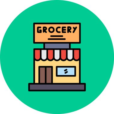 süpermarket alışveriş merkezi simgesi - taslak biçimi