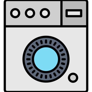 çamaşır makinesi simgesi. Web için çamaşır vektörü simgeleriyle özet çizimi