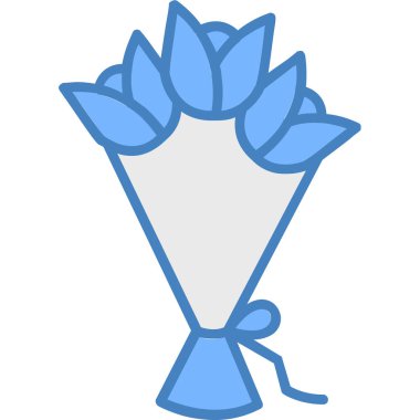 Mavi renk vektörü veya renk çizimi olan bir çiçek