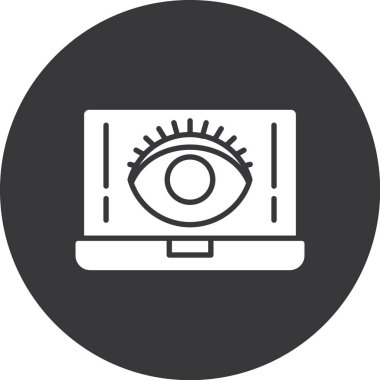 Göz simgesi, vektör illüstrasyonlu bilgisayar monitörü