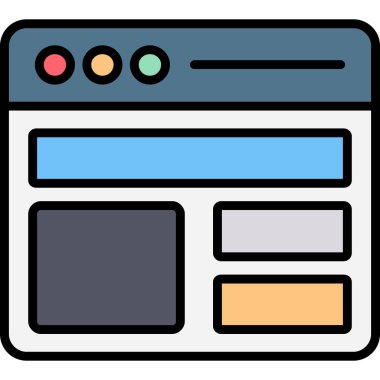 Tarayıcı web sayfası simgesi. taslak web sayfası vektör simgesi düz renk izole