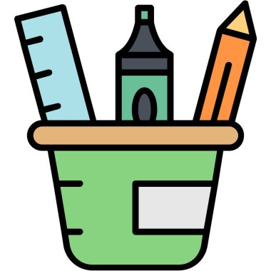 kova boya fırçası simgesi ile doldurulmuş dış hat biçimi