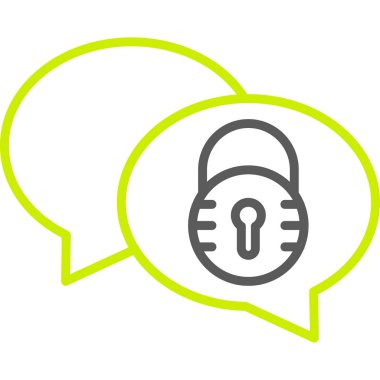 beyaz arkaplanda kilit simgesi olan satır konuşma balonu. Mesaj işareti. Güvenlik, güvenlik, koruma, gizlilik kavramı. Renkli taslak konsepti. vektör