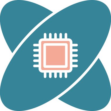 işlemci düz simgesi, vektör, illüstrasyon