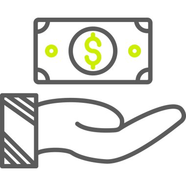 Para simgesi vektör illüstrasyon tasarımı ile el