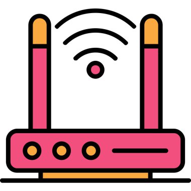 Wifi router simgesi renk ana hatları vektörü