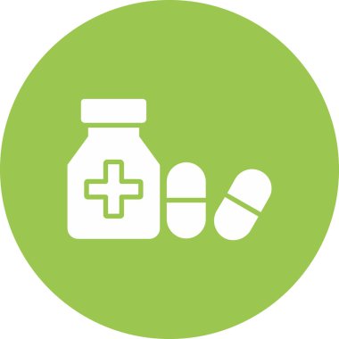 İlaç şişesi, illüstrasyon, vektör, beyaz arka plan.