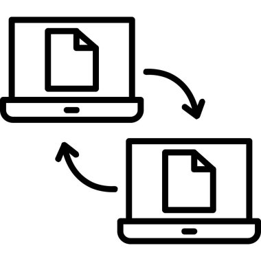 dizüstü bilgisayarı ve dizin vektör çizgisi simgesi tasarımı olan veri dizini