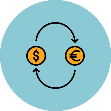 Dolar sembolünün para ve dolar işaretli vektör illüstrasyon simgesi