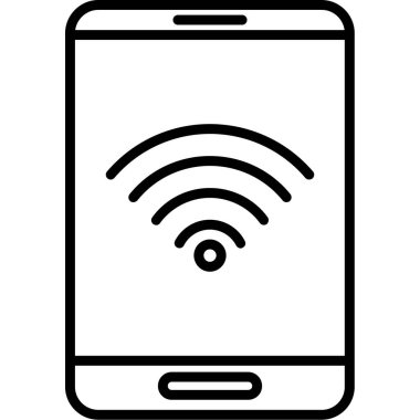 Wi-Fi cep telefonu simgesi. Beyaz arkaplanda izole edilmiş web tasarımı için kablosuz akıllı telefon vektör simgesi