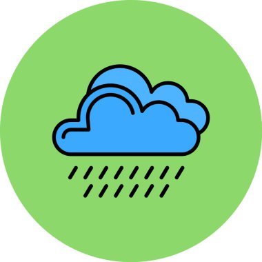 Yeşil şemsiyeli mavi bulutun vektör çizimi