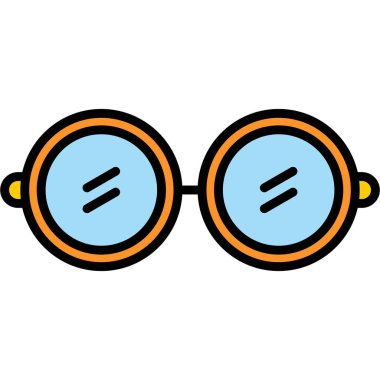 Gözlük simgesi renk ana hatları vektörü