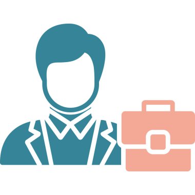 Bavul izole edilmiş simgesi olan iş adamı