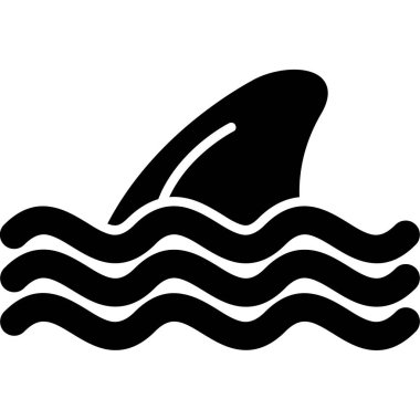 Beyaz arkaplanda siyah köpekbalığı silueti