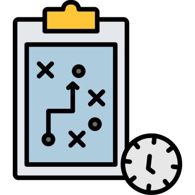 iş stratejisi simgesi renk ana hatları vektörü