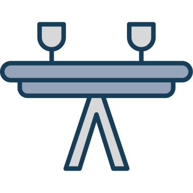 Restoran masa ikonu. Web için restoran vektör simgelerinin özet çizimi