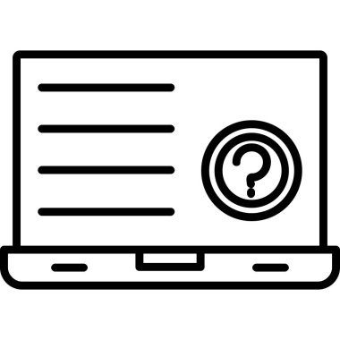 Soru işareti simgesi olan dizüstü bilgisayar. Soru işareti simgesi olan dizüstü bilgisayarın tasviri