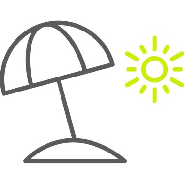 güneş ve şemsiye simgesi.