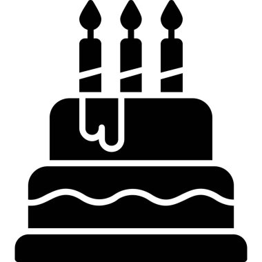 Doğum günü Keki simgesi, vektör illüstrasyonu