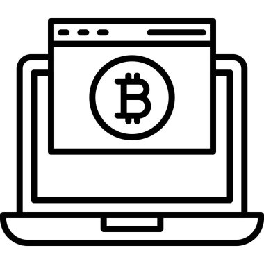 Bitcoin simgesi ile bilgisayar monitörü, basit biçim