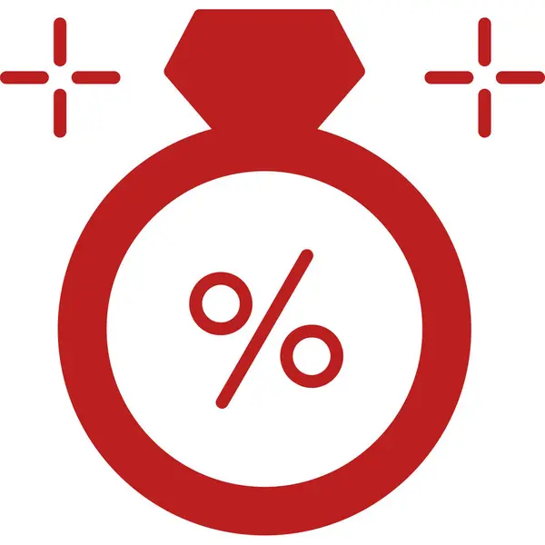Yüzde indirim vektör simgesi. biçim düz sembol, kırmızı renk, yuvarlak açılar, beyaz arkaplan