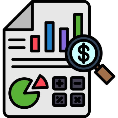 iş analizi finans simgesi doldurulmuş ana hatlar biçiminde