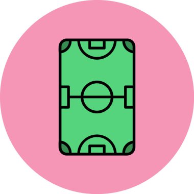 Yumuşak mavi arkaplanda izole edilmiş modayı takip eden futbol alanı simgesi