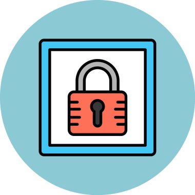 Asma kilit simgesi. Vektör simgelerinin basit bir çizimi. Ağ