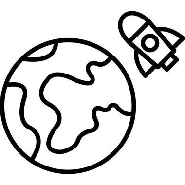 Dünya gezegeninin ikon ana hatları vektörü. Gezegen Küresi