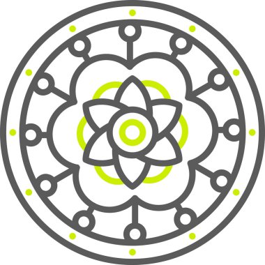 Beyaz arkaplanda izole edilmiş ana hatlı mandala simgesi. Japonya sembolü vektör illüstrasyonu