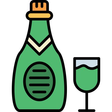 Şarap şişesi ikonu. ana hat şarap şişesi vektör simgesi rengi düz izole