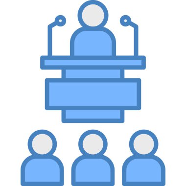 Konferans ikonu. Web için konferans vektör simgelerinin özet çizimi