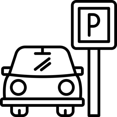 Araba park etme ikonu. Beyaz arkaplanda izole edilmiş web tasarımı için özet araba park vektörü simgesi