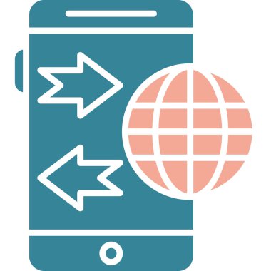 küresel takas simgesi, vektör illüstrasyonlu cep telefonu