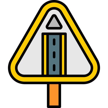 Trafik konisi simgesi. Taslak yol uyarı vektör rengi düz izole