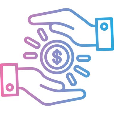 Para simgesi vektör illüstrasyon tasarımı ile el