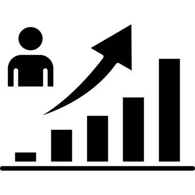 büyüme grafiği simgesi. Beyaz arkaplanda izole edilmiş web tasarımı için özet büyüme şeması vektör simgesi