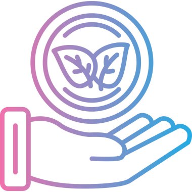 Bir yaprak ikonu vektör illüstrasyonunu tutan el