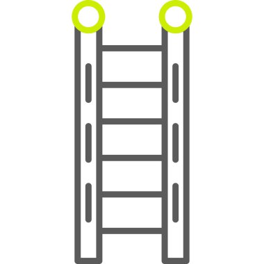 Merdiven ikonu. Ana hatlı merdiven vektör çizimi. merdiven beyaz arkaplanda izole edildi