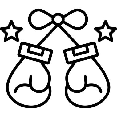 Yay ve kurdele ikonu ana hat vektörü. Noel ve mutlu yıllar.