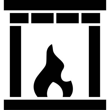 Şömine Simgesi, vektör illüstrasyonu