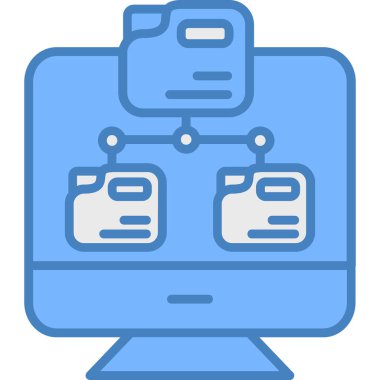 Bilgisayar ağı dizüstü bilgisayarı simgesi - ana hat biçimi