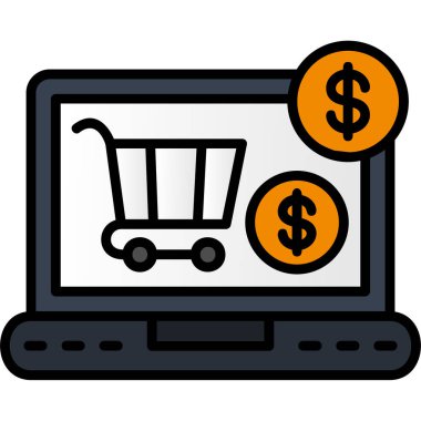 Alışveriş çevrimiçi ekommerce simgesi doldurulmuş dış hat biçimi