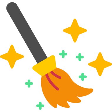 Süpürge temizleme simgesi düz stil