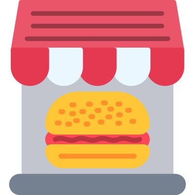 Hamburger yemek ikonu düz stil